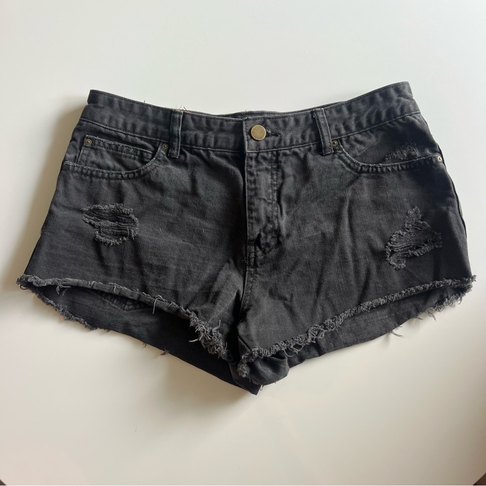 Billabong Black Distressed Denim Shorts